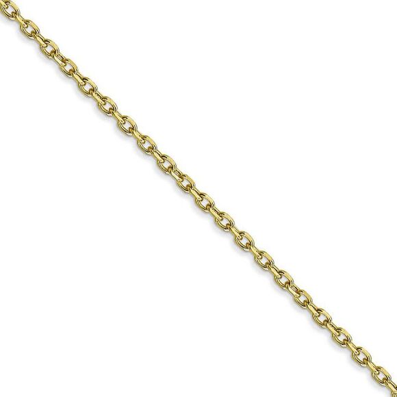 1.8mm 10k Yellow Gold Solid Diamond Cut Cable Chain Necklace 20 Inch
